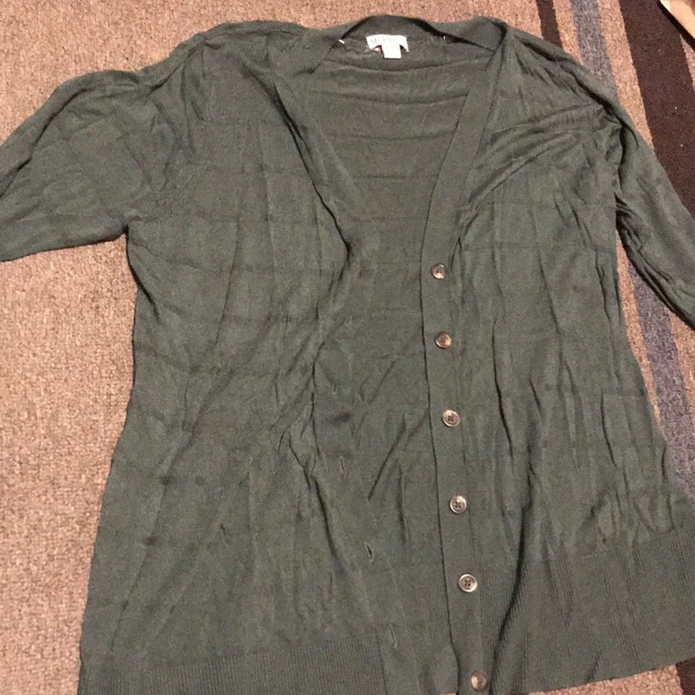 Army green button up cardigan